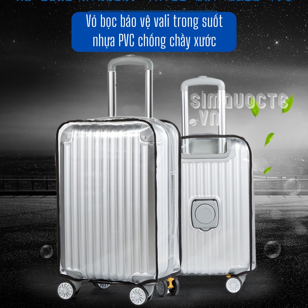 Vỏ bọc bảo vệ vali du lịch chất liệu nhựa PVC dày trong suốt chống chầy xước, chống lửa, chống nước nhiều kích thước