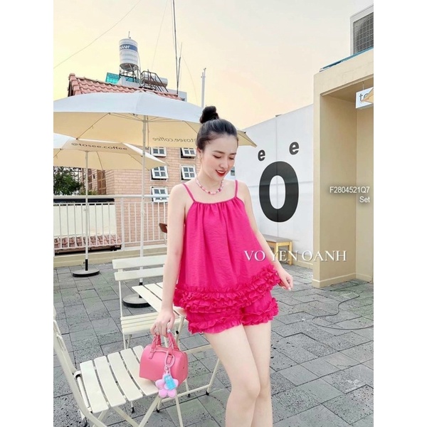 Set bộ áo yếm quần đùi vải đũi alohashop91