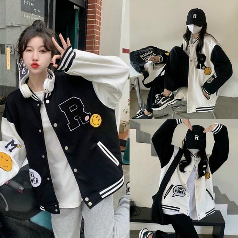 Áo khoác nỉ bomber logo R bao chất bao đẹp-A821