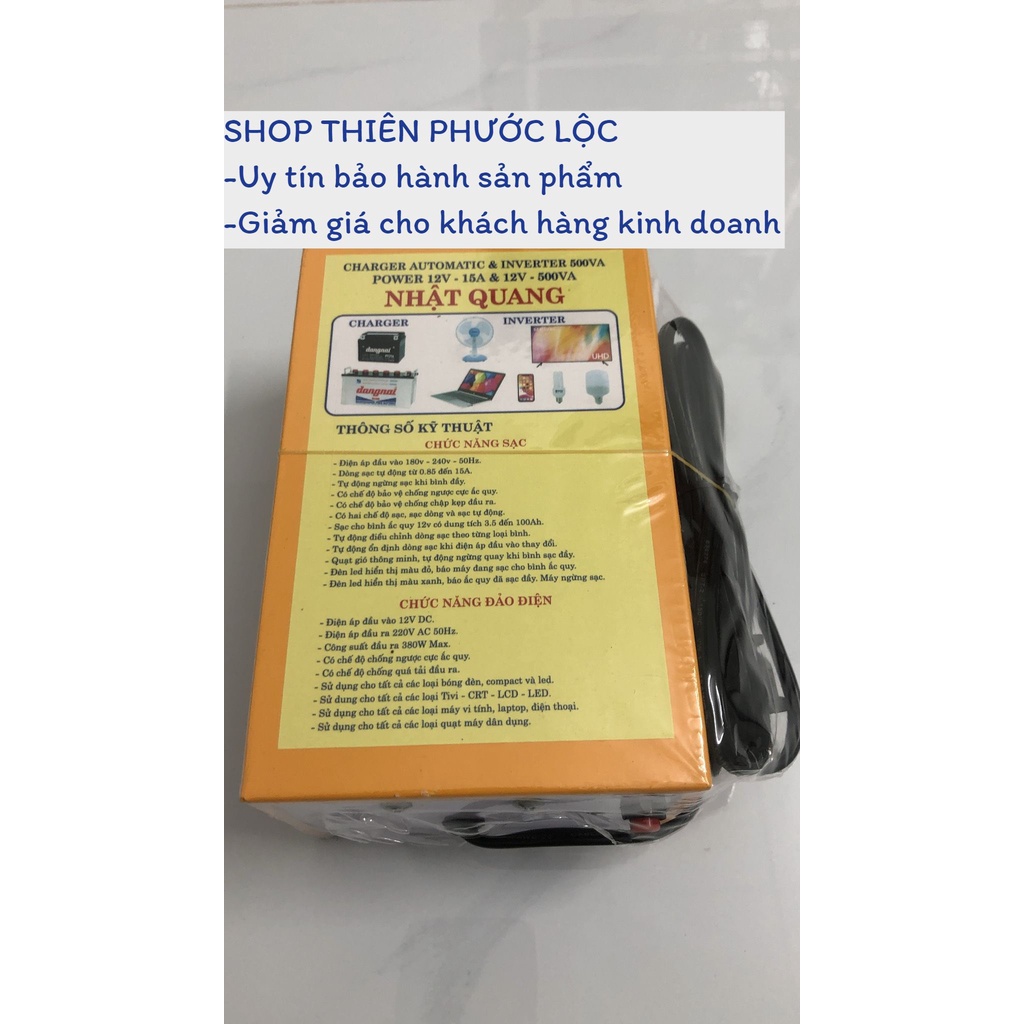 BỘ ĐẢO ĐIỆN BÌNH ẮC QUY 12V RA 220V– 380W VÀ SẠC BÌNH ẮC QUY 12V -15A TỰ ĐỘNG