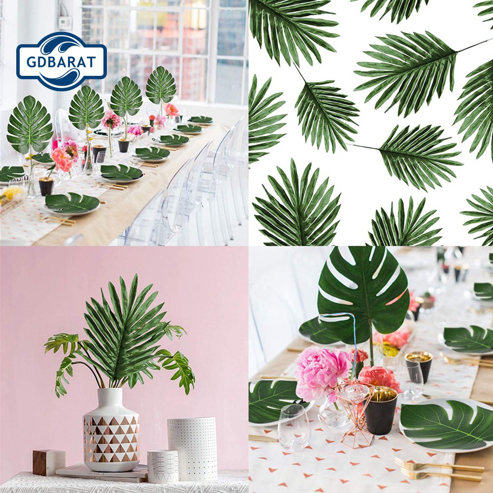 GD 24Pcs Indoor Tropical Leaves Plant Decor Artificial