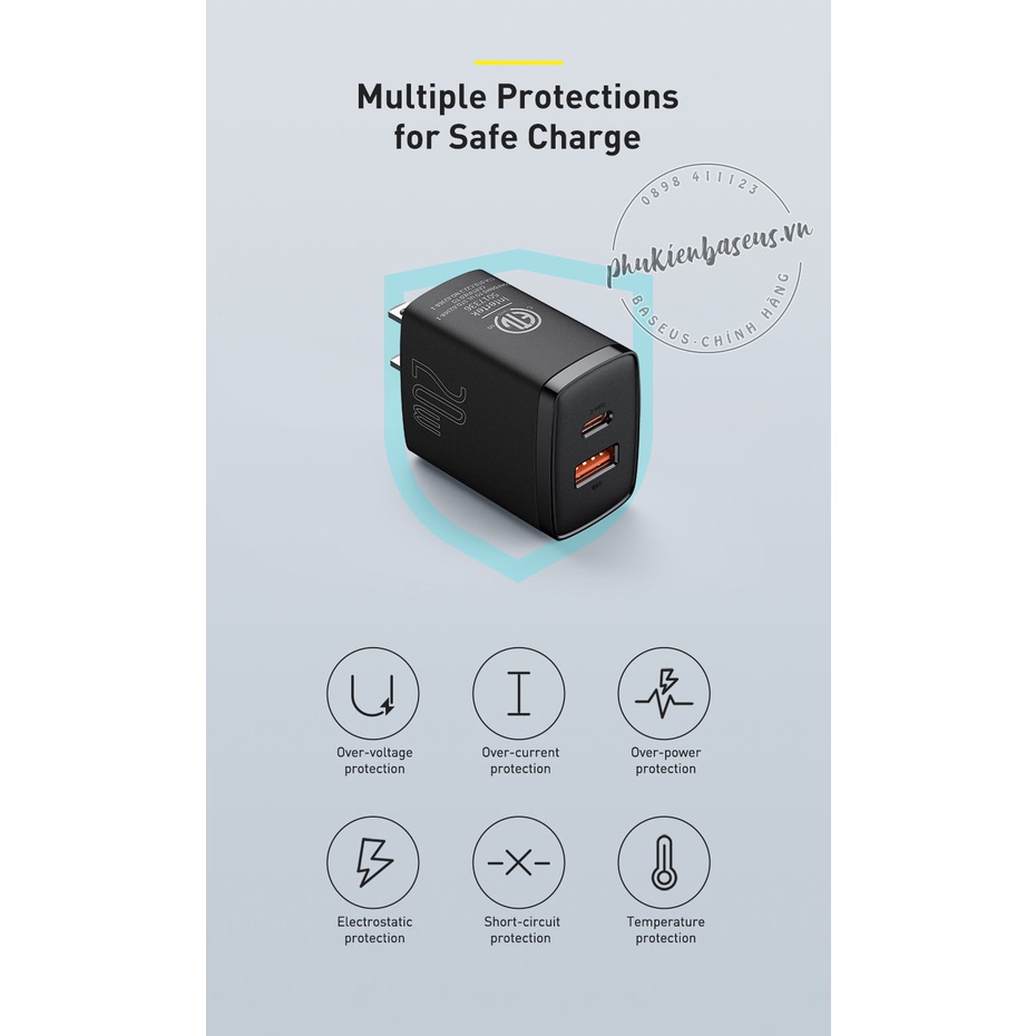 Cóc sạc nhanh siêu nhỏ gọn Baseus Compact Quick Charger 20W