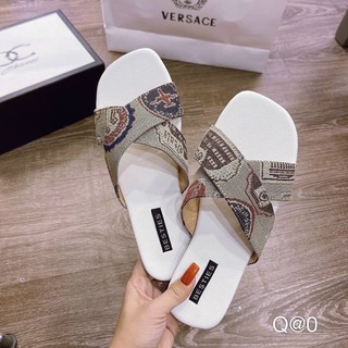 Dép lê nữ quai chéo thổ cẩm