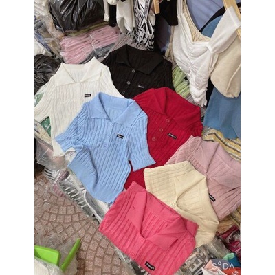 Áo Montoghi gân thừng cổ bẻ tôn dáng