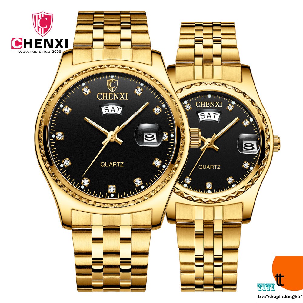 Đồng Hồ Nam Nữ Chenxi Mặt Tròn,dây thép đúc đặc không gỉ-Mặt chống xước, Có lịch thứ và ngày luôn. ( Mã: CX03)