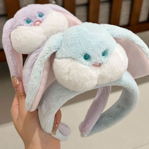 Băng Đô Cài Tóc Tai Thỏ Phối Lông Dễ Thương Phong Cách Hàn Quốc