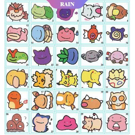 Set 30 Hình Xăm Dán Hoạt Hình Pokemon Chống Nước Dễ Thương Dành Cho Trẻ Em