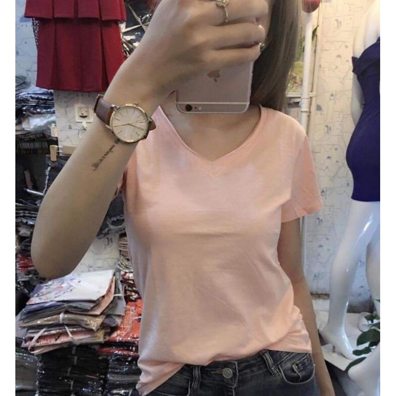 Áo Thun nữ trơn cổ tim Từ 40Kg - 65Kg | BigBuy360 - bigbuy360.vn