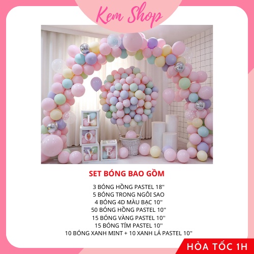 Set bóng trang trí tông pastel nhẹ nhàng đẹp mắt - Kem Shop K