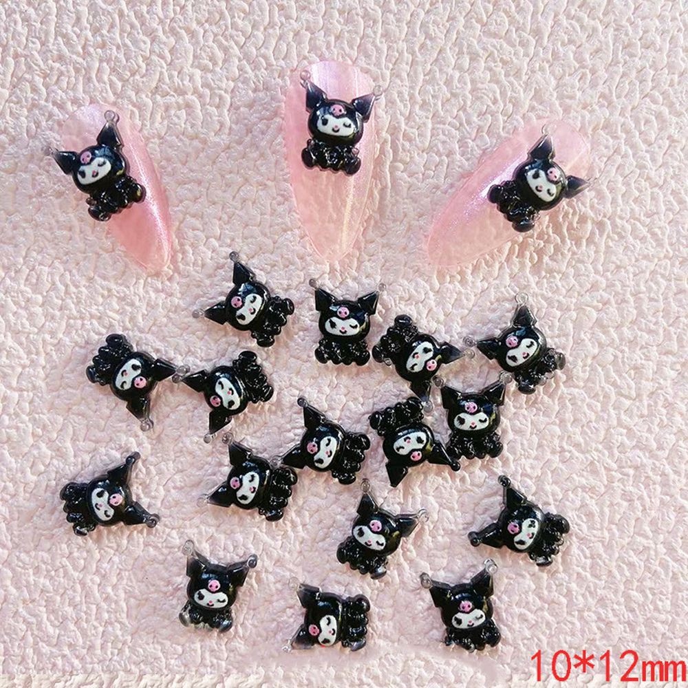 Set 20 Móng Tay Giả Họa Tiết Kuromi 3D Dễ Thương