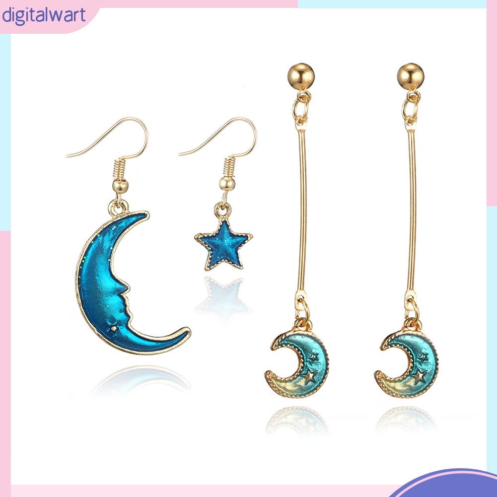 Khuyên Tai Dài Hình Trăng / Sao Xinh Xắn Dành Cho Nữ