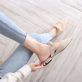 ( Order ) Giày sục mũi nhọn quai nơ