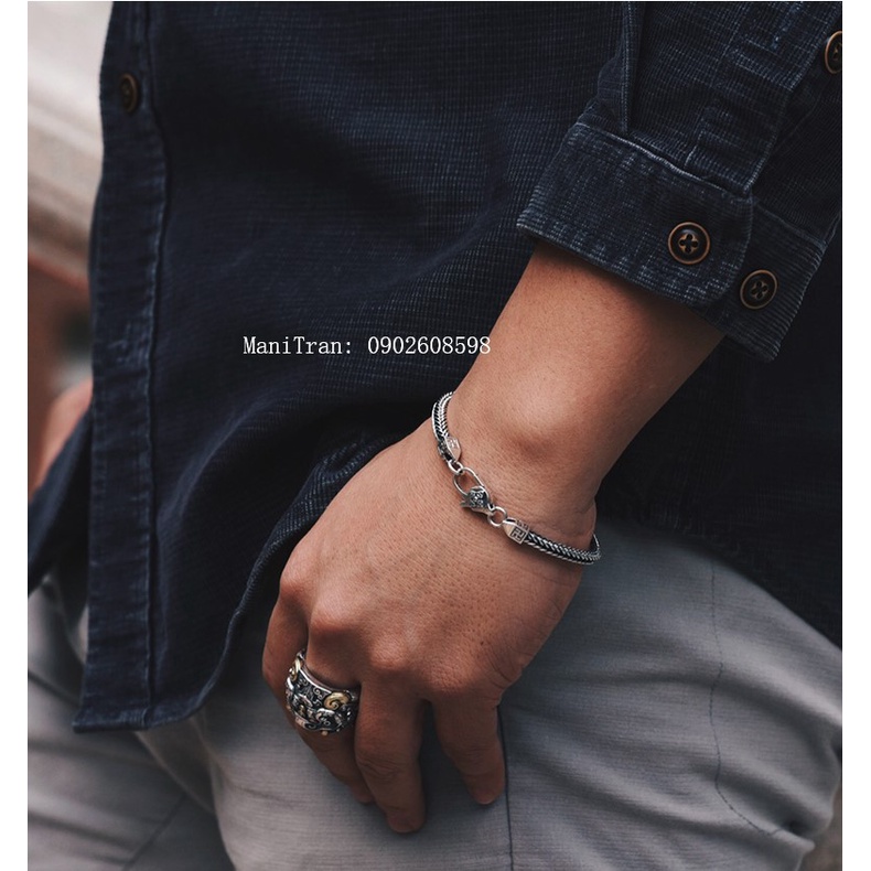 Lắc Tay Bạc Thái 925 Móc khoá Hoa Mandala Chùy Kim Cang Phật Giáo Tây Tạng