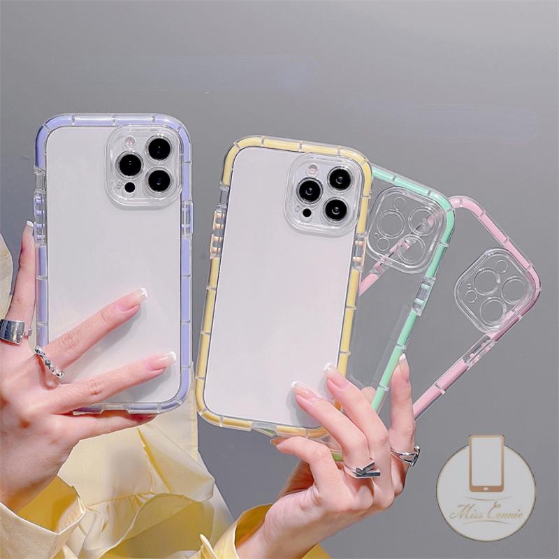 Ốp Điện Thoại Trong Suốt Viền Màu Huỳnh Quang Cho IPhone 7 8 Plus 11 12 13 Pro Max XR X XS Max SE 2020
