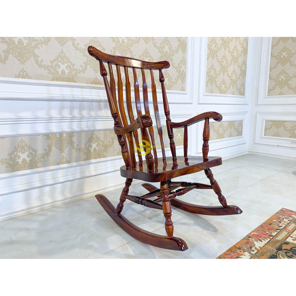 Ghế thư giãn bập bênh gỗ xà cừ – GTG01
