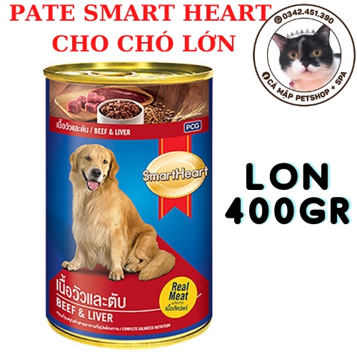 Pate cho chó SmartHeart, Pate cho chó lớn vị Bò và Gà Lon 400gr