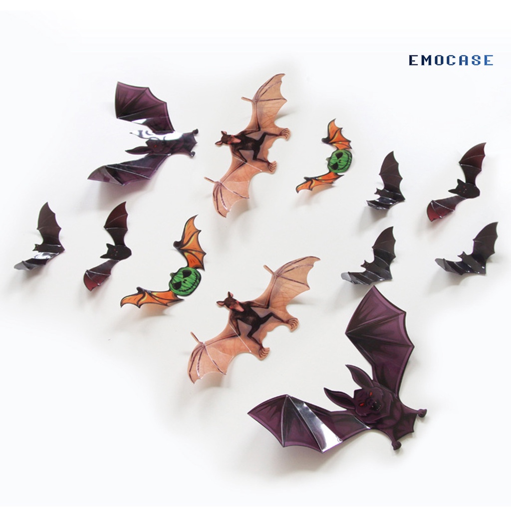 12 Miếng Dán Tường Trang Trí Hình Dơi 3D Sáng Tạo Chống Xé Mắt