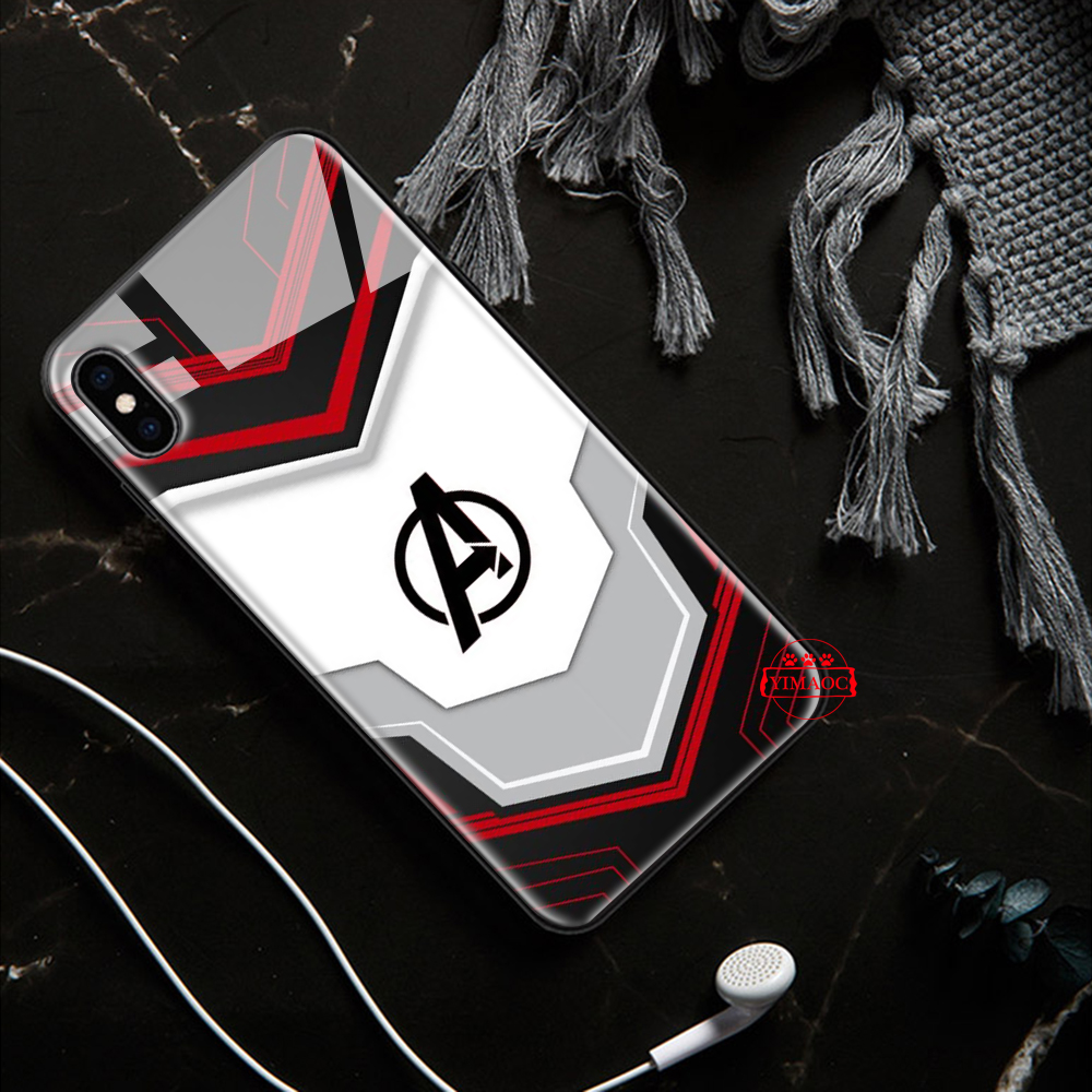 Ốp điện thoại kính in hình Marvel thích hợp cho iPhone XS Max XR X 11 Pro 7 8 6 6S Plus