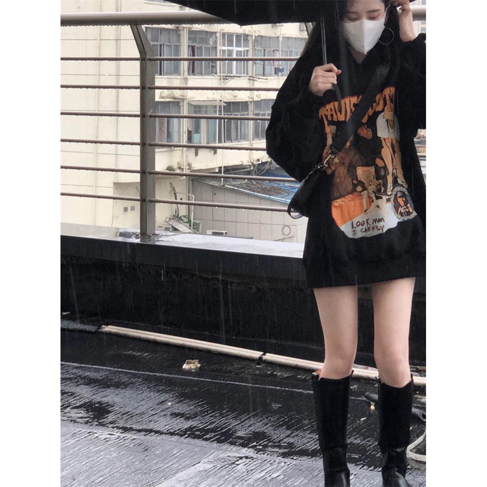 Áo Hoodie Tay Dài Dáng Rộng In Họa Tiết Phong Cách Hàn Quốc Thời Trang Cho Nữ | BigBuy360 - bigbuy360.vn