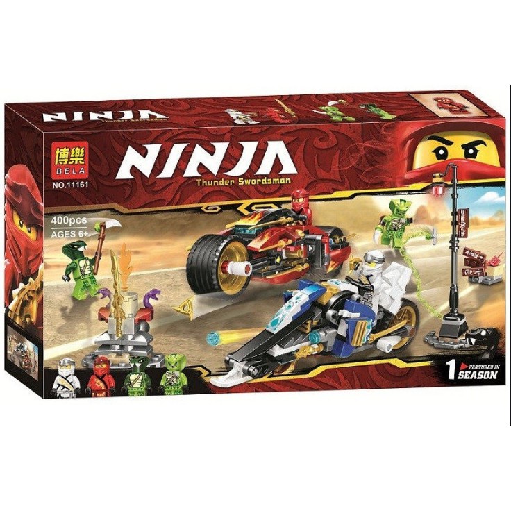 Lắp ráp xếp hình Lego ninjago Movie 70667 Bela 11161 Leduo 76015: Xe Của Kai và Zane 360 chi tiết
