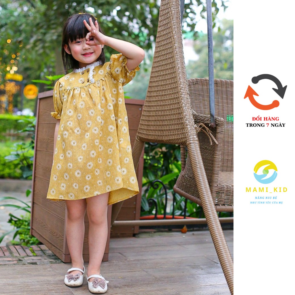 váy xinh cho bé gái 1-10 tuổi, chất liệu đũi hoa siêu mát, 10-25kg, mamikid
