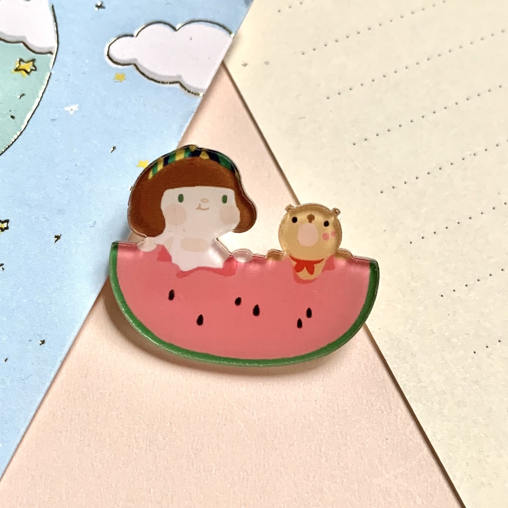 Sticker cài áo, Huy hiệu balo dễ thương Tobun Fashion nhựa acrylic SPM03