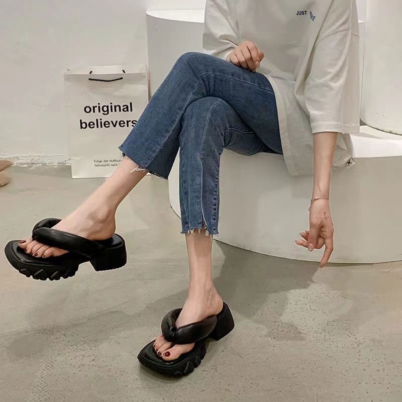 Dép xỏ ngón RENBEN đế dày tăng chiều cao thời trang mùa hè cho nữ