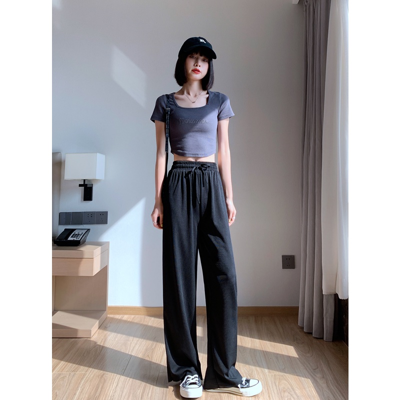 Quần ống rộng Lưng Cao Thời Trang Mùa Hè Cho Nữ