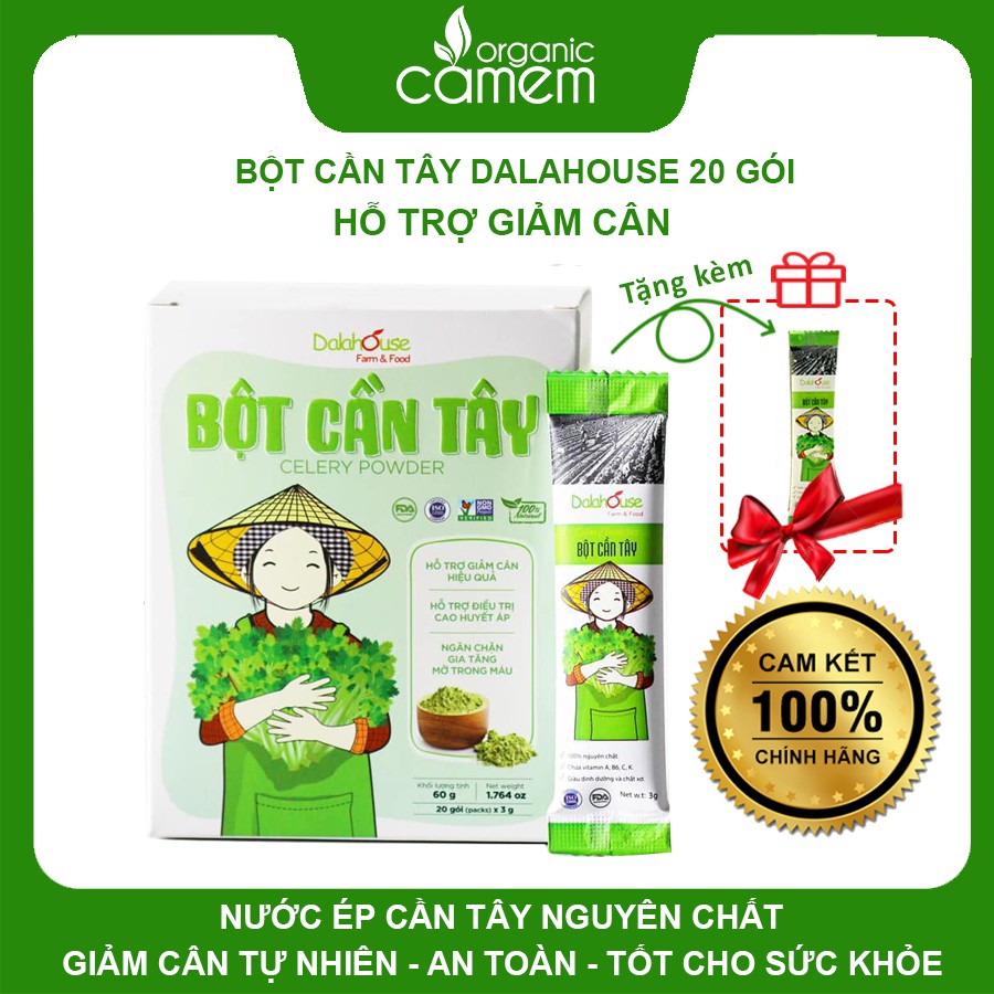 BỘT CẦN TÂY DALAHOUSE SIẾT MỠ GIẢM CÂN SAU SINH ĐẸP DA SẠCH MỤN DETOX CƠ THỂ CT60