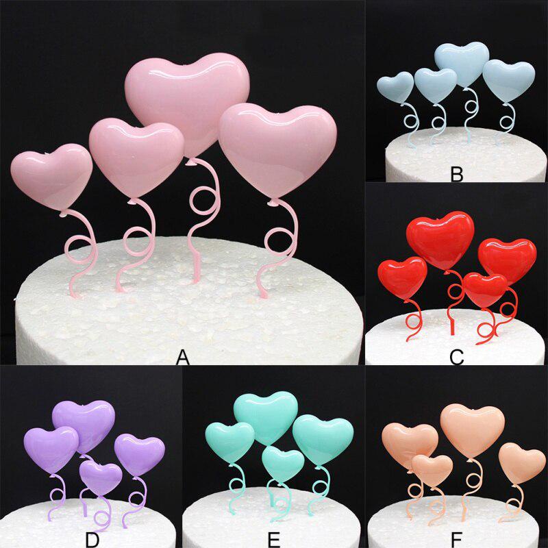 Set 4 Que Cắm Trang Trí Bánh Kem Hình Trái Tim