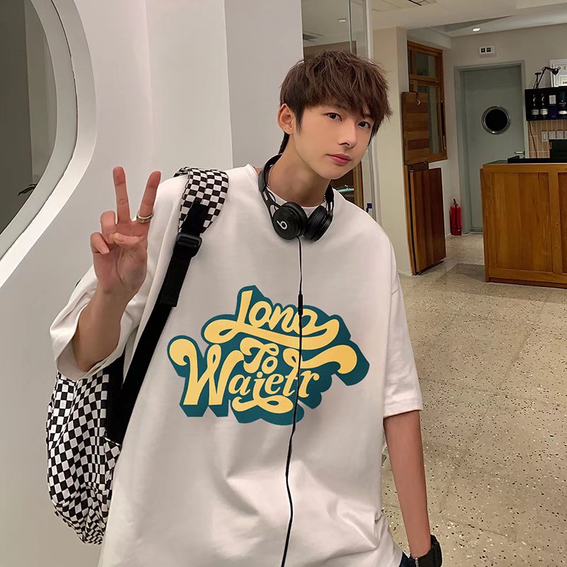Áo Thun Tay Ngắn Dáng Rộng In Chữ Phong Cách Hip Hop Đường Phố Hàn Quốc Thời Trang Mùa Hè Cho Nam Và Nữ M-8XL