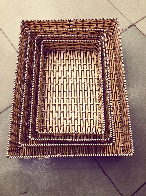 Khay chữ nhật nhựa giả mây