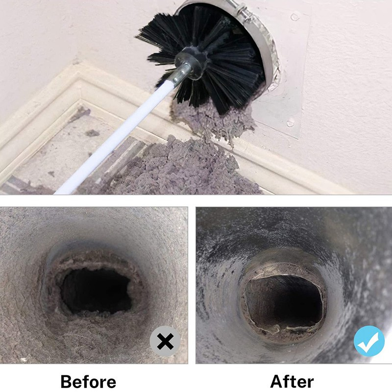 Dryer Vent Cleaner 24 Feet, Flexible 18 Rods Dry Duct Cleaning Kit Chimney Sweep Brush with 2 Brush Heads and Dryer Lint Brush, Extend Up to 24 Feet