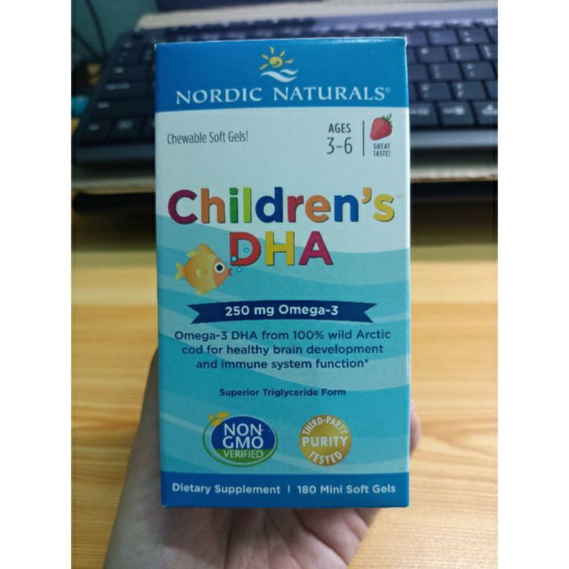 [ 4/2024] Viên nhai Nordic tăng DHA, ngôn ngữ, trí nhớ, vóc dáng, đề kháng, thị lực Naturals Children's DHA 250ml 180  v