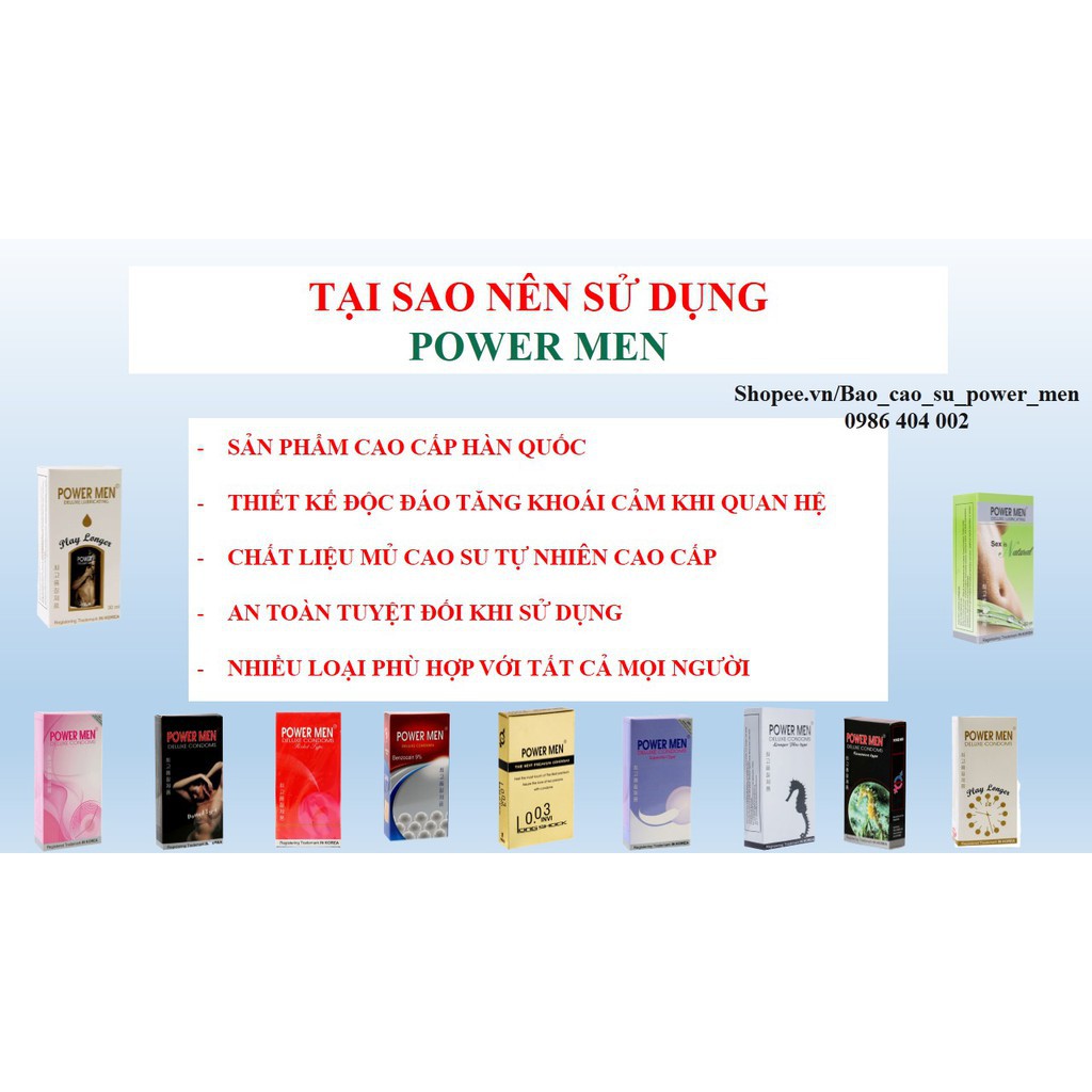 [BAO CAO SU POWERMEN] COMBO 24 Bao cao su gân gai nổi siêu kéo dài thời gian POWER MEN NGỌC TRAI