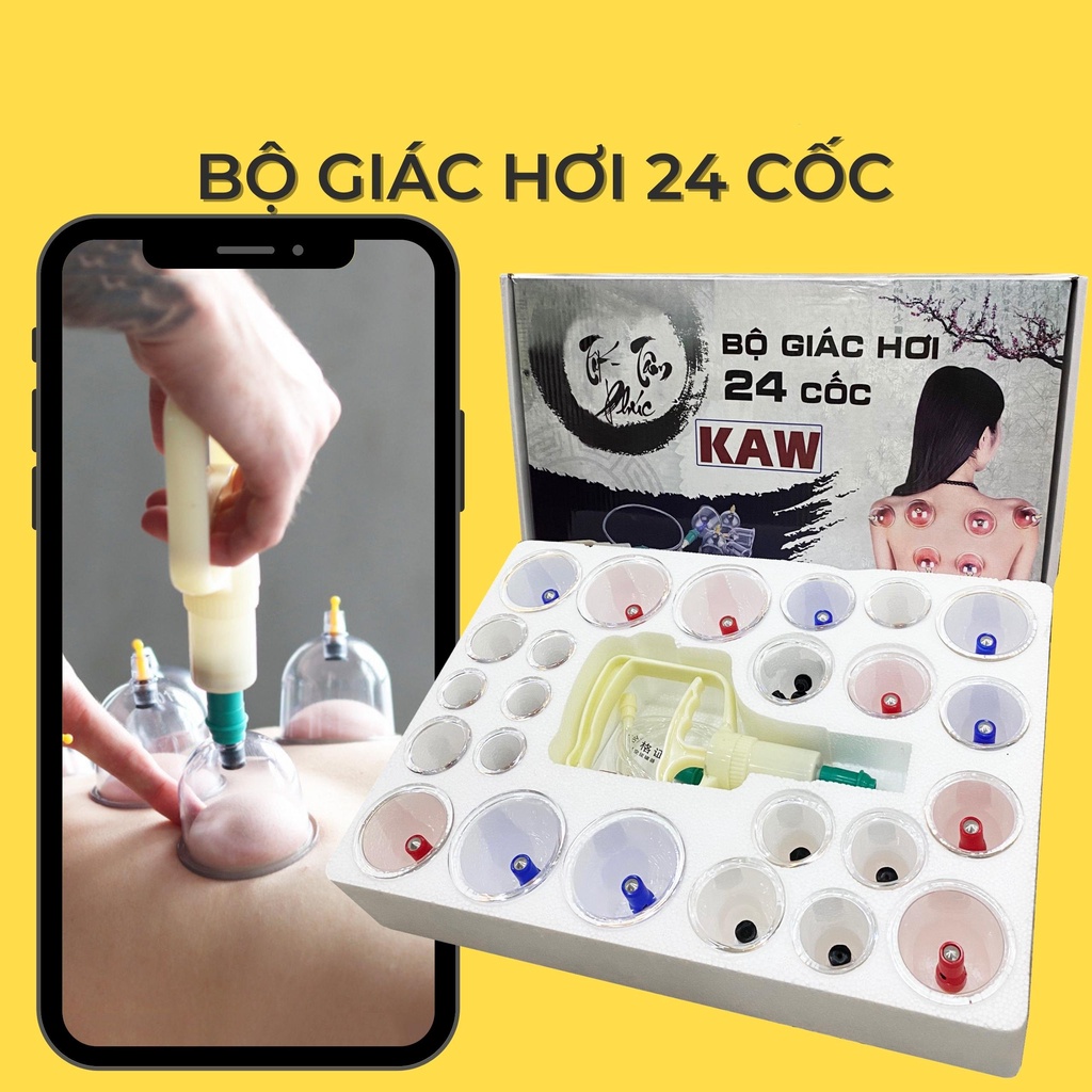 Bộ giác hơi chân không 24 ống không dùng lửa - dụng cụ giác hơi không dùng lửa - Giúp loại bỏ độc tố, an toàn tuyệt đối