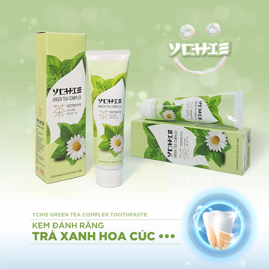 Kem đánh răng Hàn Quốc YCHIE SENSITIVE Thảo mộc Trà Xanh Hoa Cúc - Dành cho người lớn