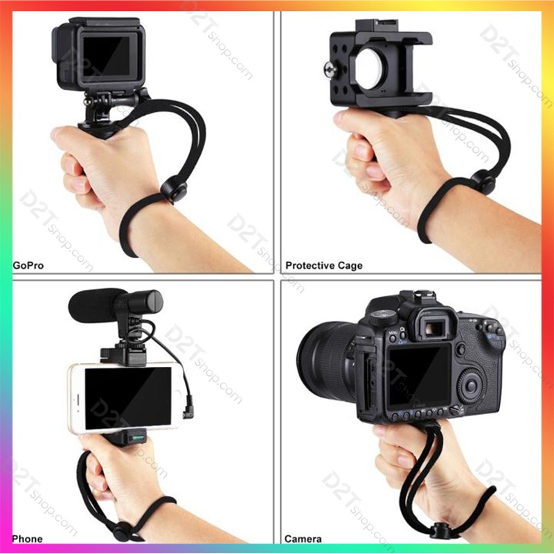 Tay cầm quay phim điện thoại F-Mount Puluz kiêm giá đỡ gắn phụ kiện như micro ghi âm, đèn led, tripod mini