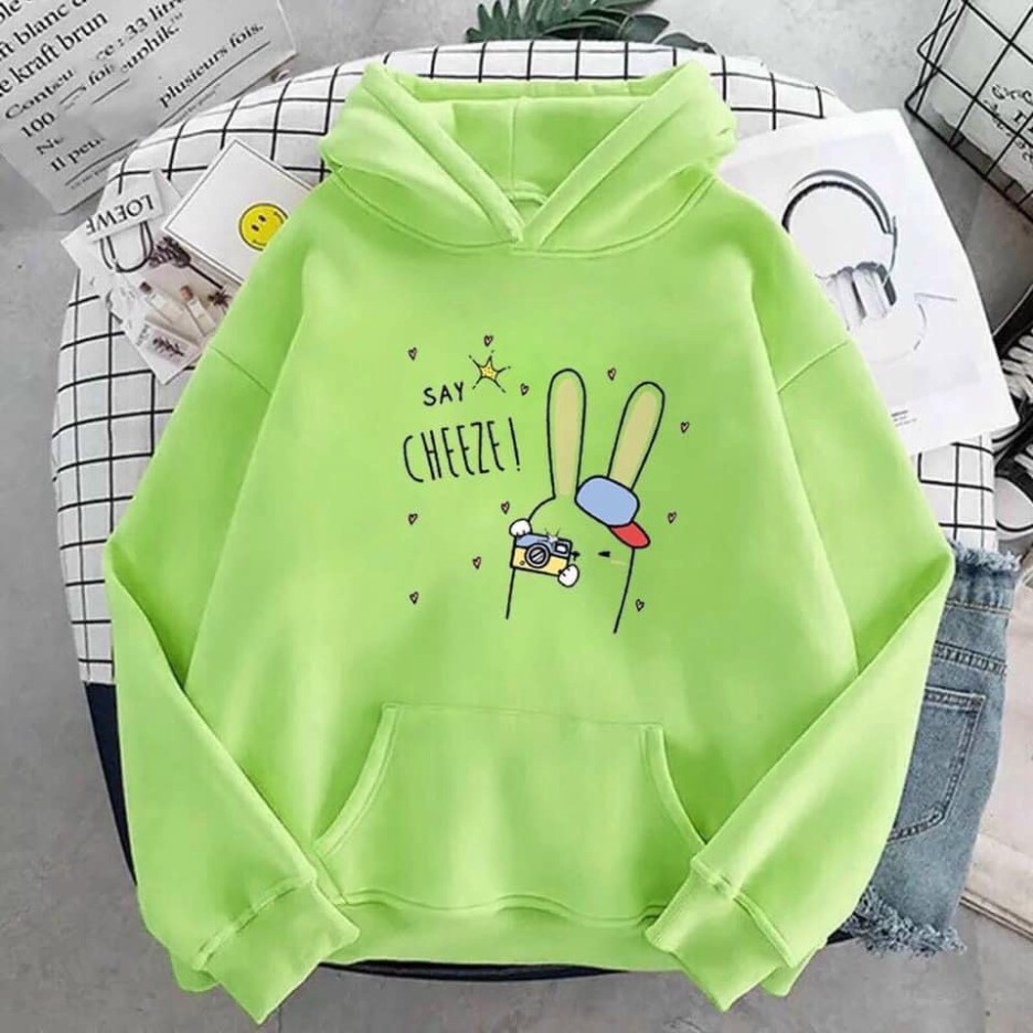 Áo khoác Hoodie form rộng sweater nỉ Ulzzang Say Cheese Hot trend Thời Trang Thu Đông siêu đẹp