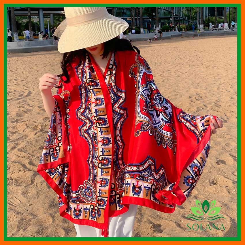 Khăn Choàng Đi Biên, Khăn Choàng Quàng Cổ, Họa Tiết Thổ Cẩm, Hàng Loại 1 Dày Dặn, Chất Liệu Cotton Size 90X190cm SOLANA