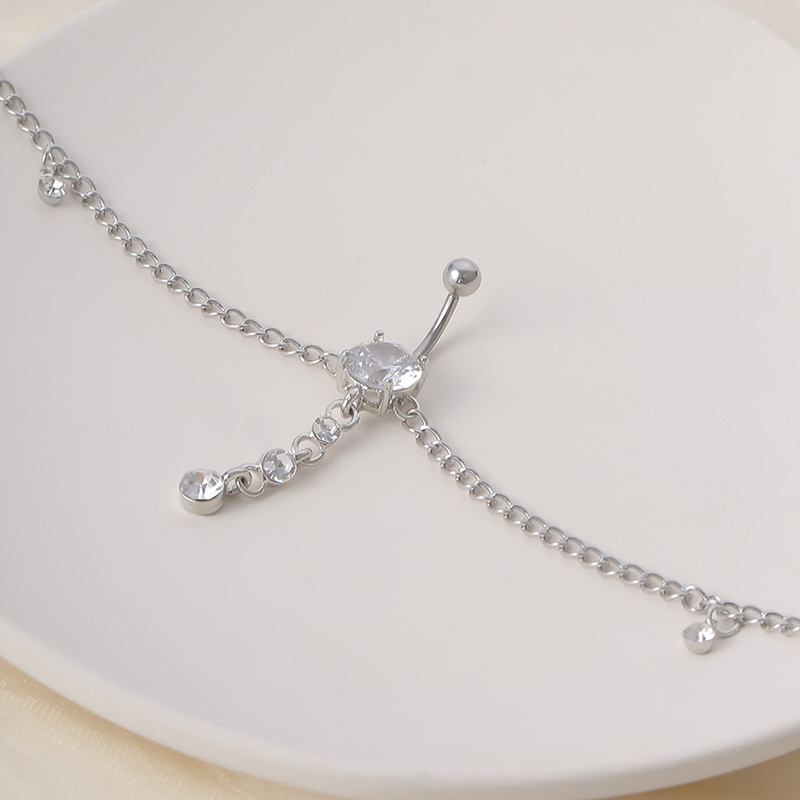 Dây chuỗi vòng khuyên rốn gắn mặt trang sức zircon