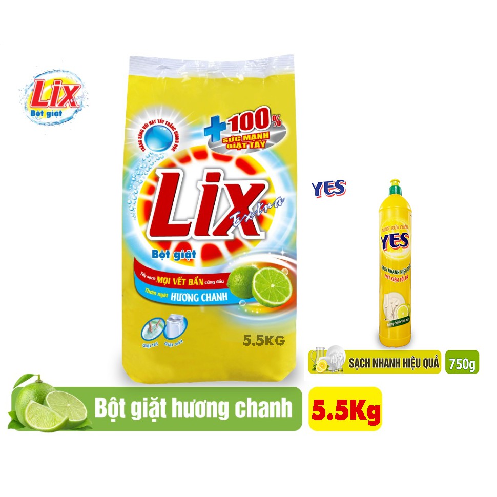 Bột giặt Lix Extra 5.5kg Hương Chanh