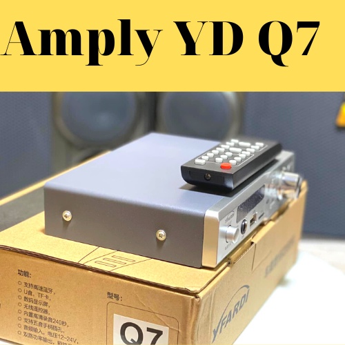 Amply mini bluetooth chạy điện 12v 24v Q7 hàng cao cấp, tặng kèm 1 dây nguồn 12v