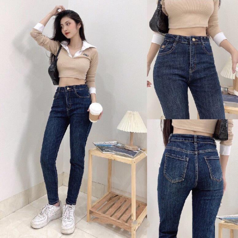 Quần jean bò baggy nữ cạp cao hàng Quảng Châu phong cách Hàn Quốc sành điệu style năm 2022
