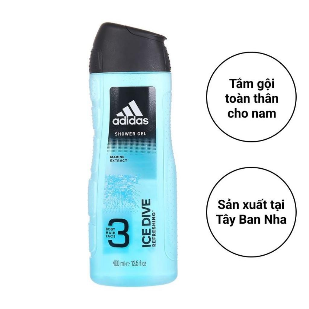 Sữa tắm gội rửa mặt 3 trong 1 Adidas 400ml Châu Âu