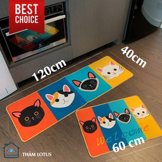 Thảm Nhà Bếp Cute Bộ 2 Tấm Lau Chân Chùi Chân Trải Sàn