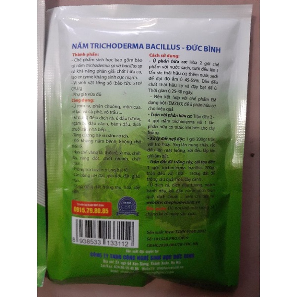 Chế phẩm vi sinh nấm đối kháng trichoderma bacillus Đức Bình gói 200gr