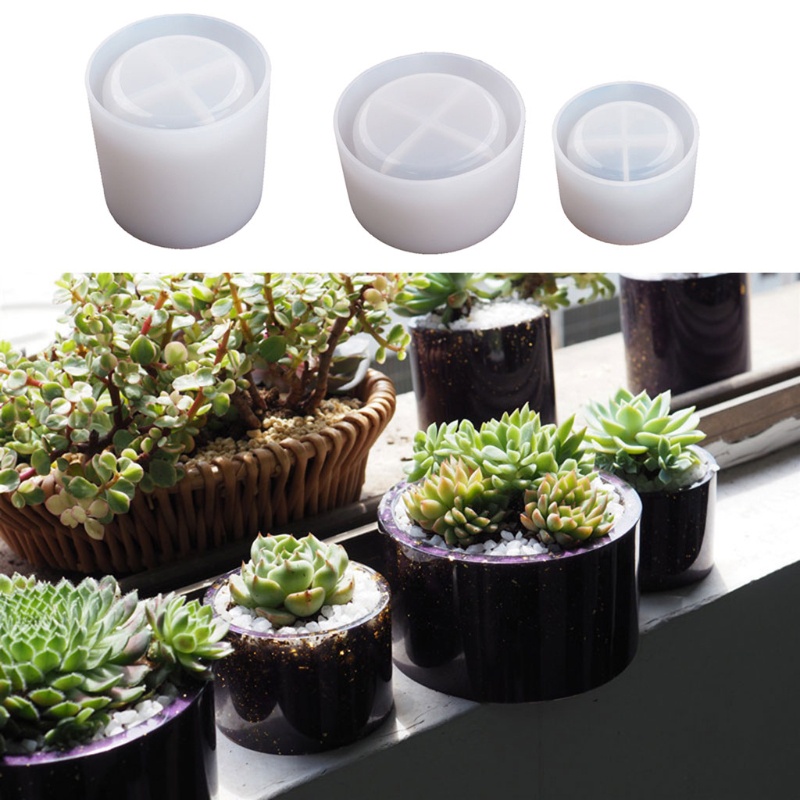 Khuôn silicon đổ nhựa resin epoxy đúc chậu hoa/hộp đựng trang sức tiện dụng DIY