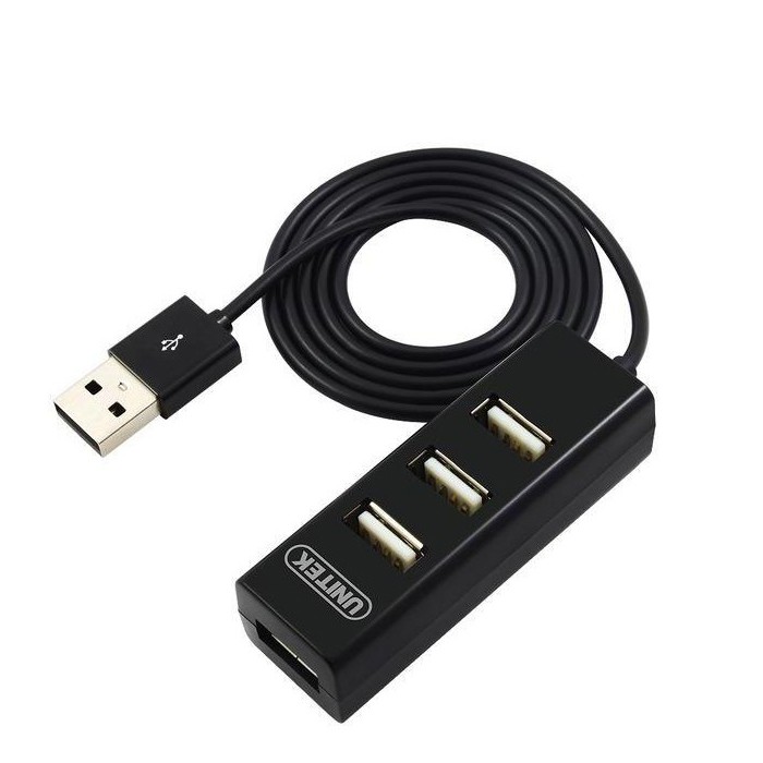 HUB chia cổng USB 2.0 từ 1 ra 4 Unitek Y-2140 - siêu gọn (Đen)