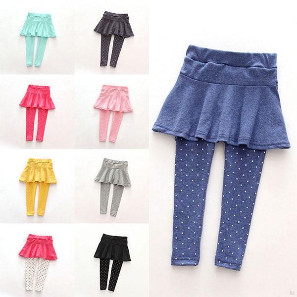 Quần Legging Cotton Họa Tiết Chấm Bi Cho Bé Gái